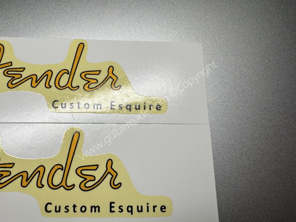 SHIP FROM CHINA !! RETRO FENDER CUSTOM ESQUIRE BASS Guitar Metallic ink Neck Headstock Decals Sticker 028