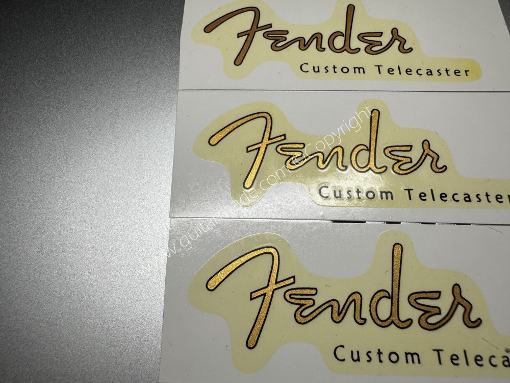 SHIP FROM CHINA !! RETRO FENDER CUSTOM TELECASTER BASS Guitar Metallic ink Neck Headstock Decals Sticker 028