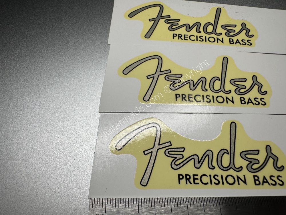 SHIP FROM CHINA !! RETRO FENDER PRECISION BASS Guitar Metallic ink Neck Headstock Decals Sticker 028