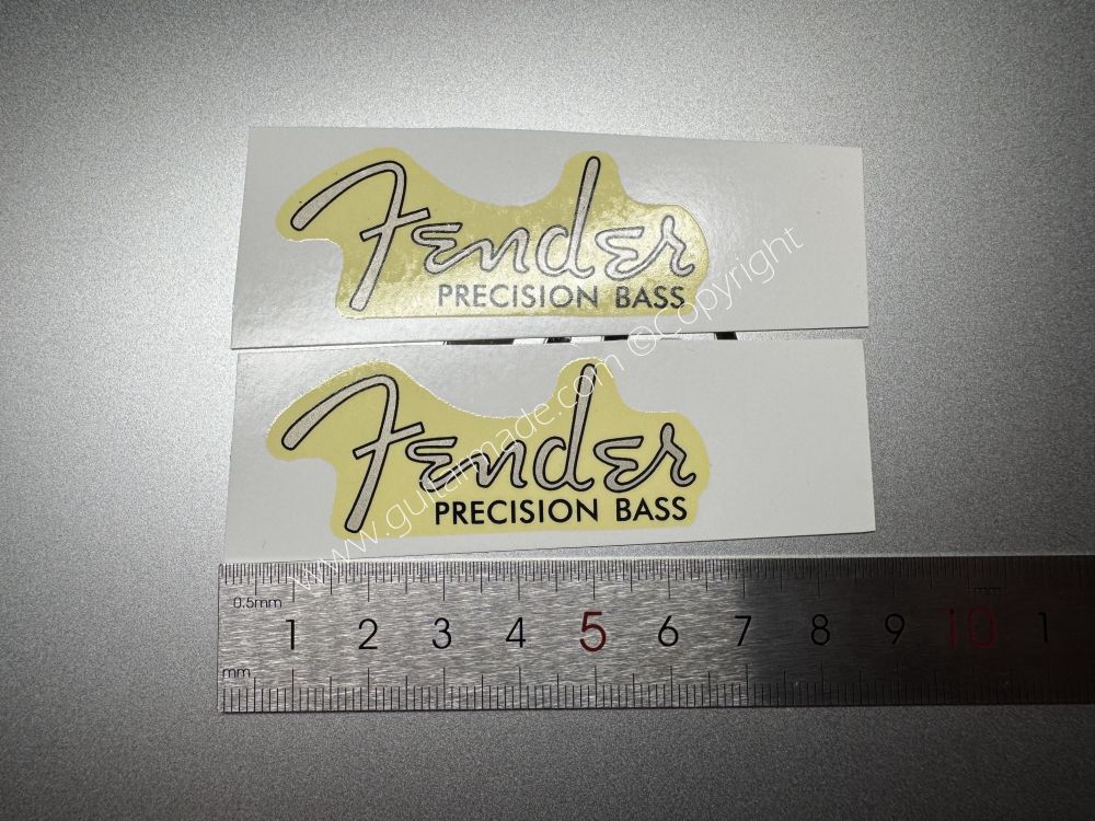 SHIP FROM CHINA !! RETRO FENDER PRECISION BASS Guitar Metallic ink Neck Headstock Decals Sticker 028
