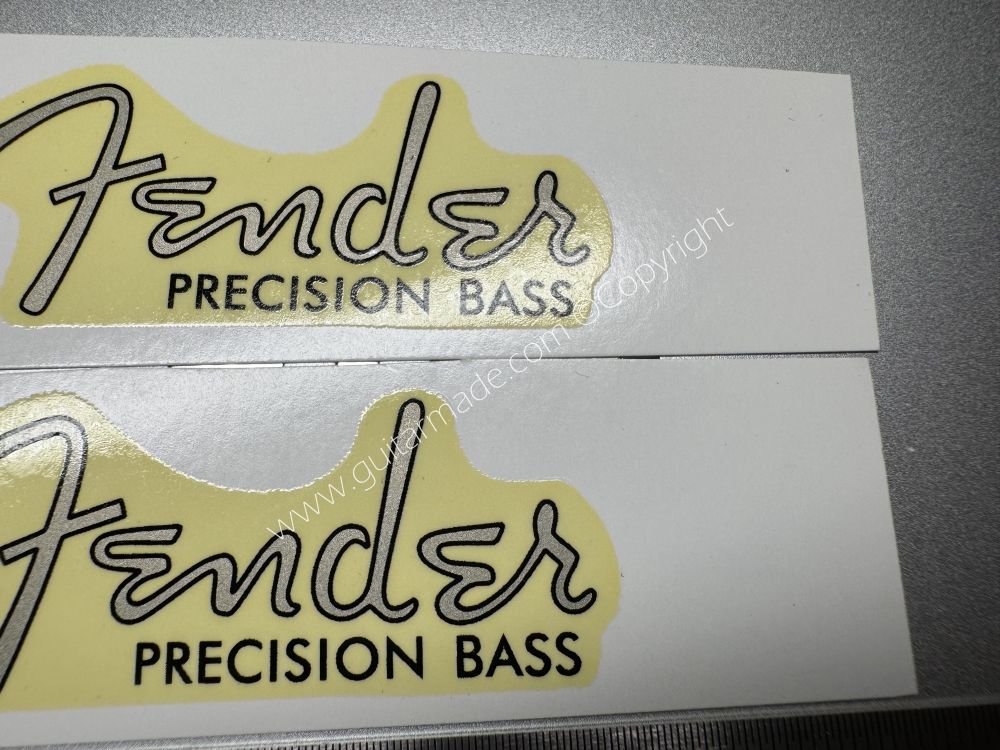 SHIP FROM CHINA !! RETRO FENDER PRECISION BASS Guitar Metallic ink Neck Headstock Decals Sticker 028