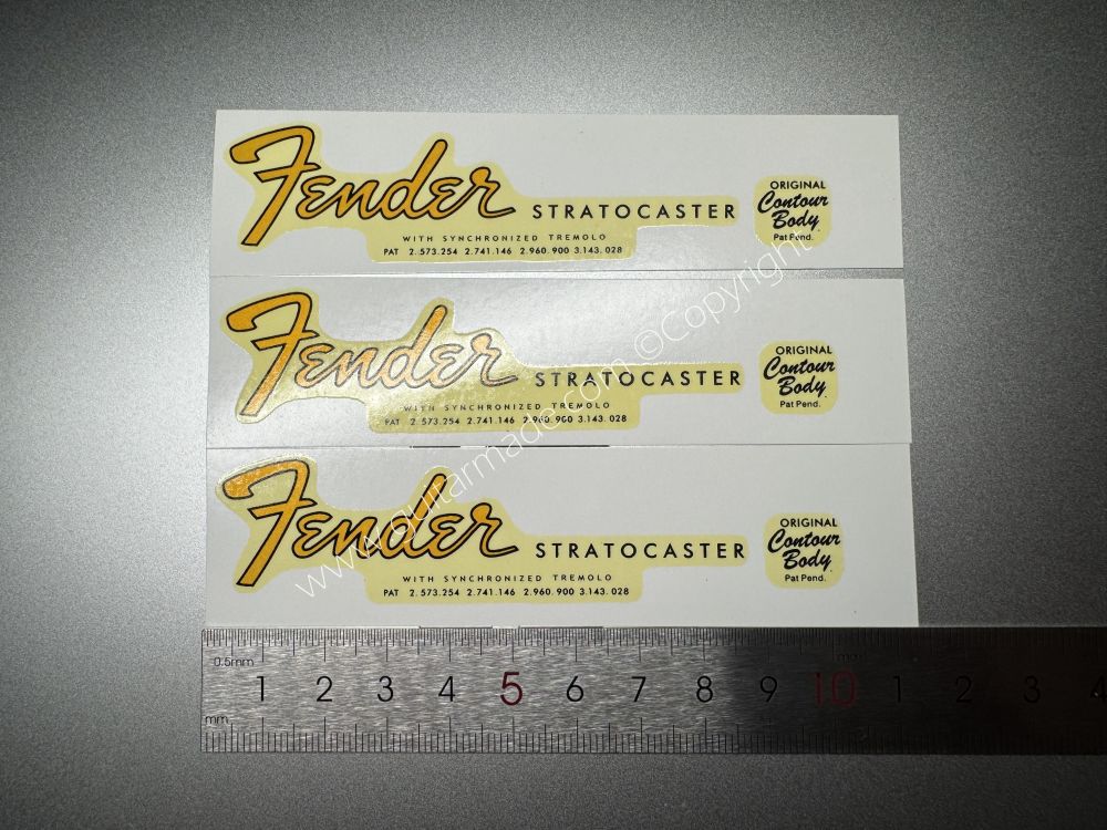 SHIP FROM CHINA !! RETRO FENDER STRATOCASTER BASS Guitar Metallic ink Neck Headstock Decals Sticker 028