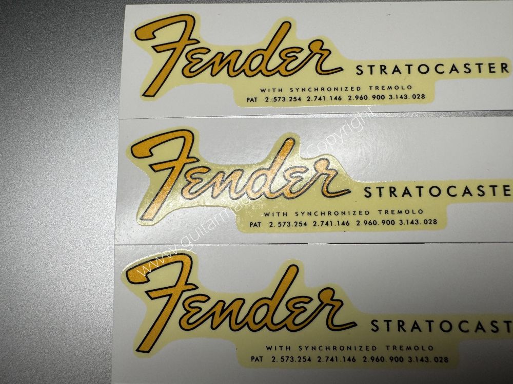 SHIP FROM CHINA !! RETRO FENDER STRATOCASTER BASS Guitar Metallic ink Neck Headstock Decals Sticker 028