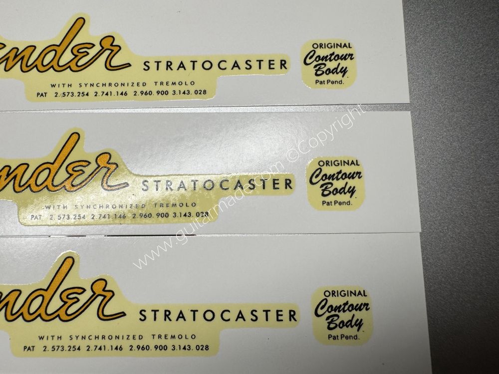 SHIP FROM CHINA !! RETRO FENDER STRATOCASTER BASS Guitar Metallic ink Neck Headstock Decals Sticker 028
