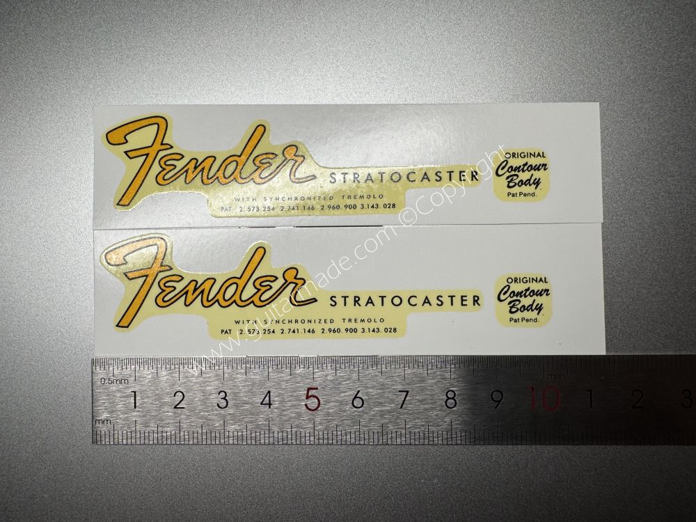 SHIP FROM CHINA !! RETRO FENDER STRATOCASTER BASS Guitar Metallic ink Neck Headstock Decals Sticker 028