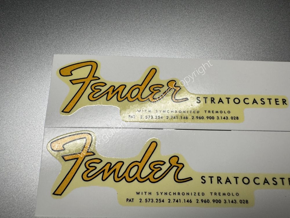 SHIP FROM CHINA !! RETRO FENDER STRATOCASTER BASS Guitar Metallic ink Neck Headstock Decals Sticker 028