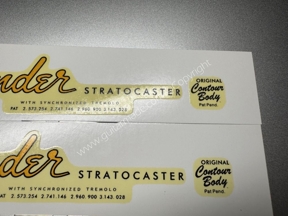 SHIP FROM CHINA !! RETRO FENDER STRATOCASTER BASS Guitar Metallic ink Neck Headstock Decals Sticker 028