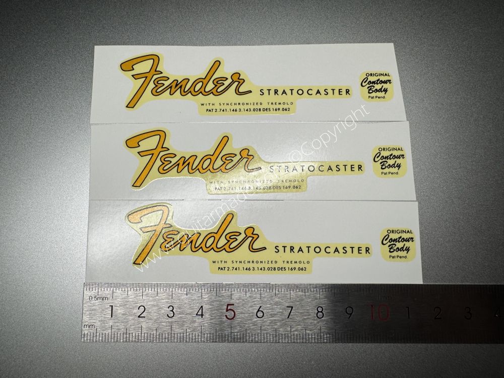 SHIP FROM CHINA !! RETRO FENDER STRATOCASTER BASS Guitar Metallic ink Neck Headstock Decals Sticker 062
