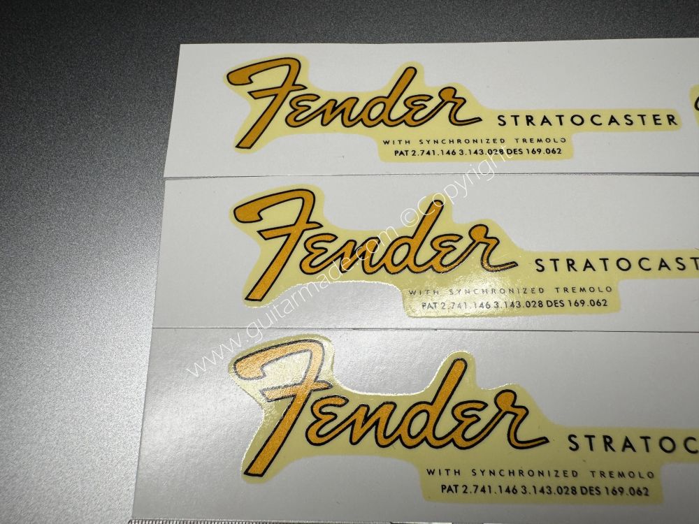 SHIP FROM CHINA !! RETRO FENDER STRATOCASTER BASS Guitar Metallic ink Neck Headstock Decals Sticker 062