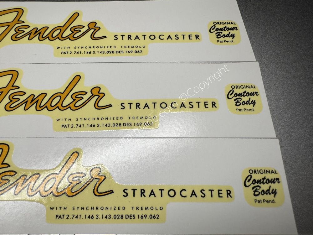 SHIP FROM CHINA !! RETRO FENDER STRATOCASTER BASS Guitar Metallic ink Neck Headstock Decals Sticker 062