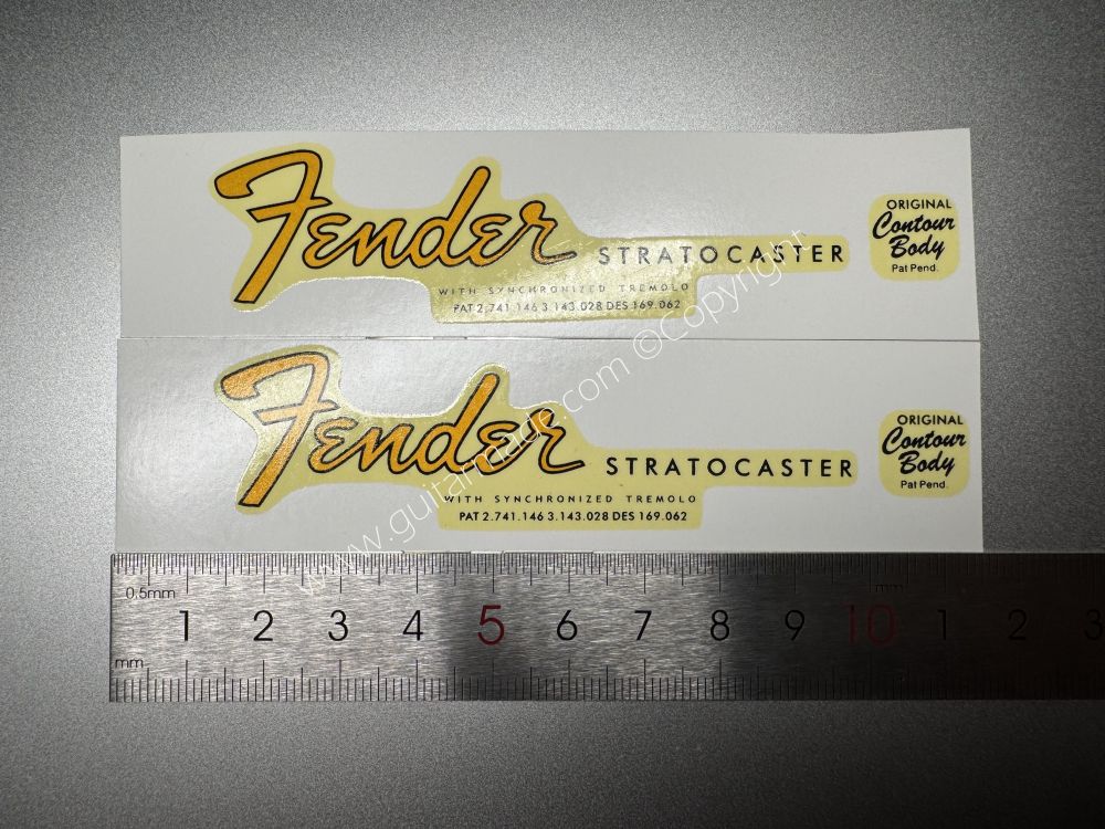 SHIP FROM CHINA !! RETRO FENDER STRATOCASTER BASS Guitar Metallic ink Neck Headstock Decals Sticker 062