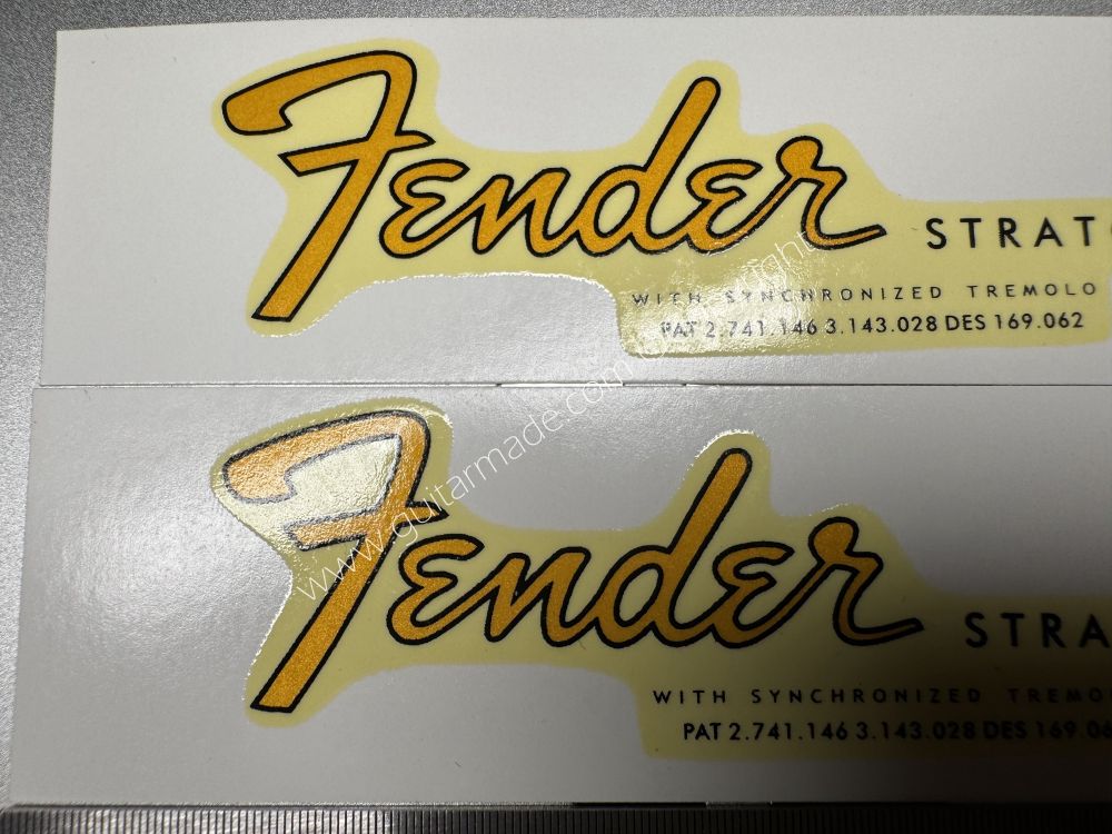 SHIP FROM CHINA !! RETRO FENDER STRATOCASTER BASS Guitar Metallic ink Neck Headstock Decals Sticker 062