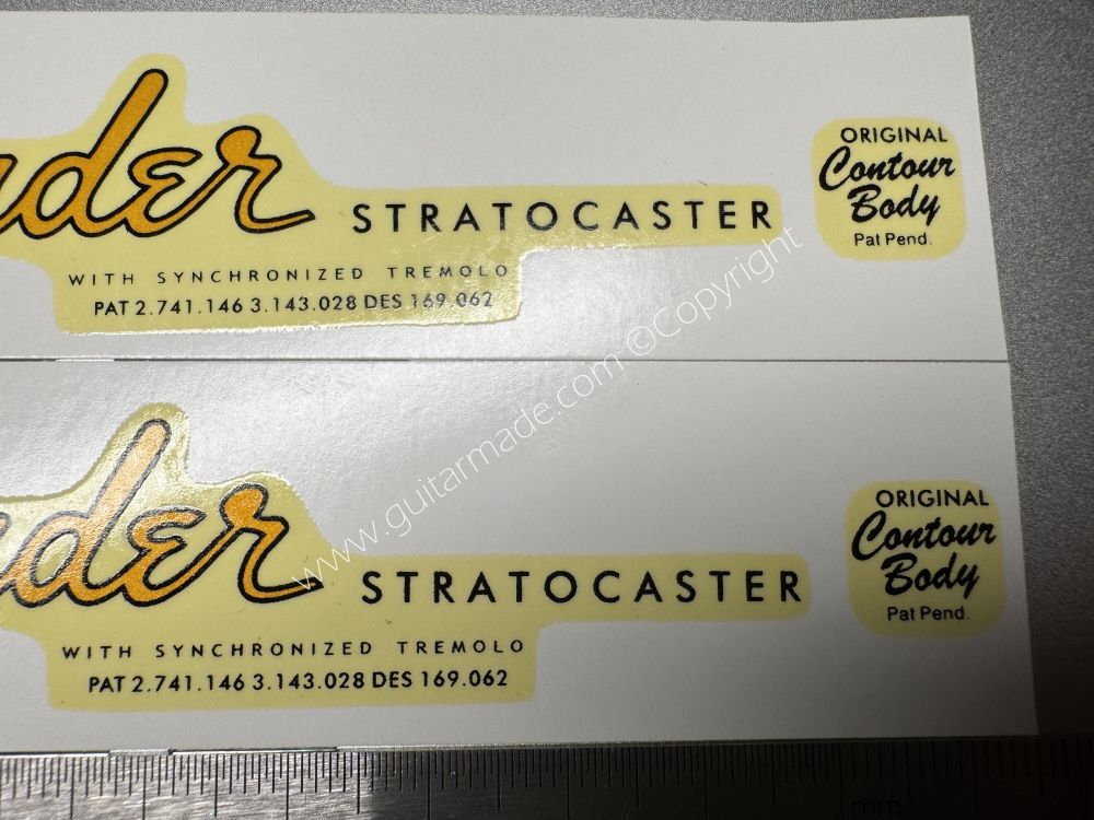SHIP FROM CHINA !! RETRO FENDER STRATOCASTER BASS Guitar Metallic ink Neck Headstock Decals Sticker 062