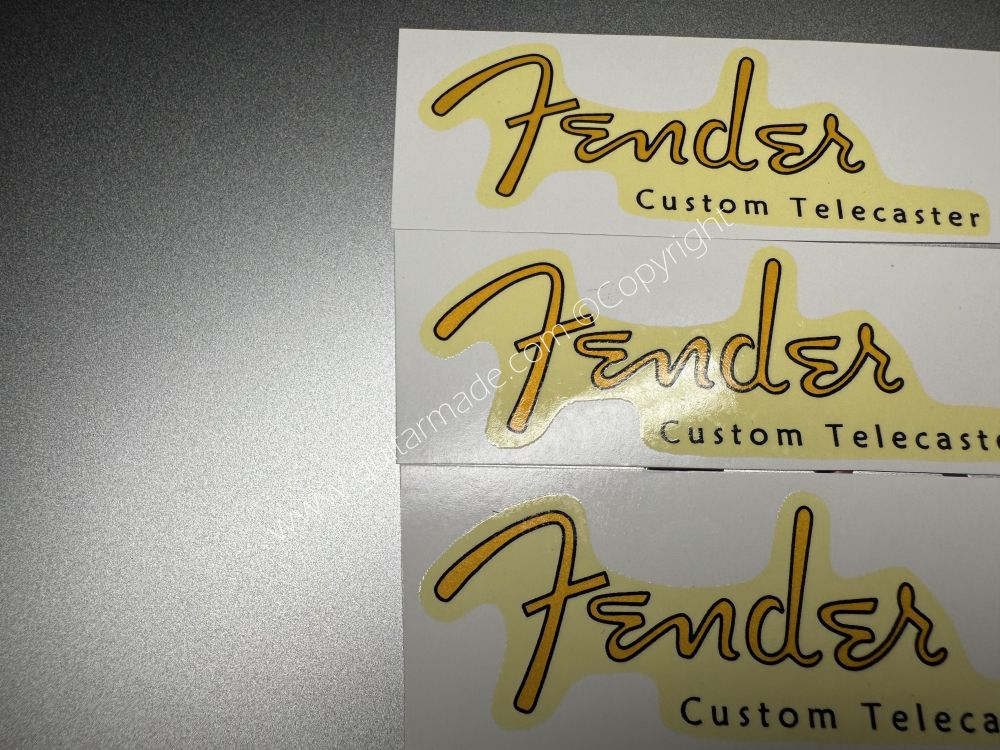 SHIP FROM CHINA !! RETRO FENDER CUSTOM TELECASTER BASS Guitar Metallic ink Neck Headstock Decals Sticker 028