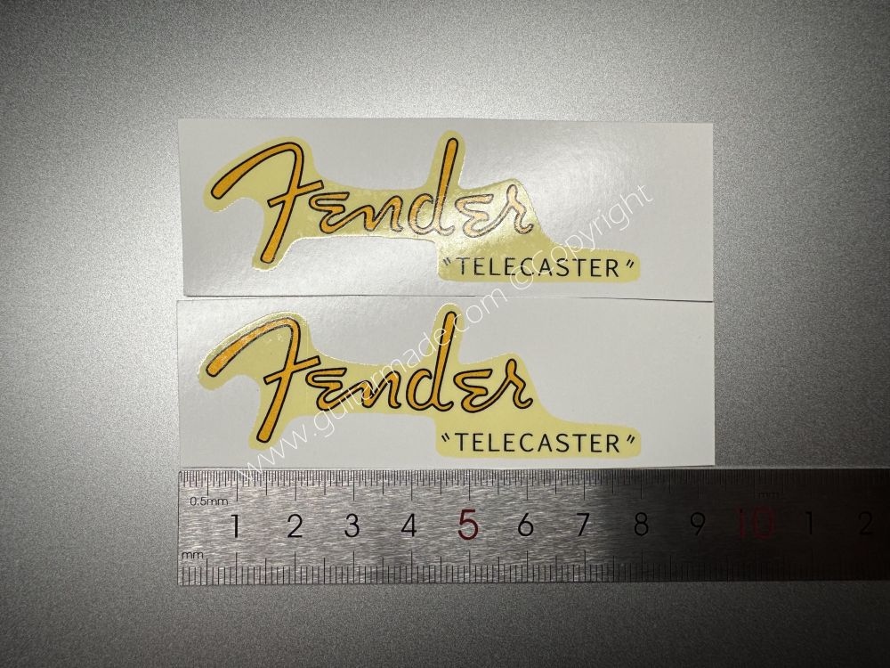 SHIP FROM CHINA !! RETRO FENDER TELECASTER BASS Guitar Metallic ink Neck Headstock Decals Sticker 028