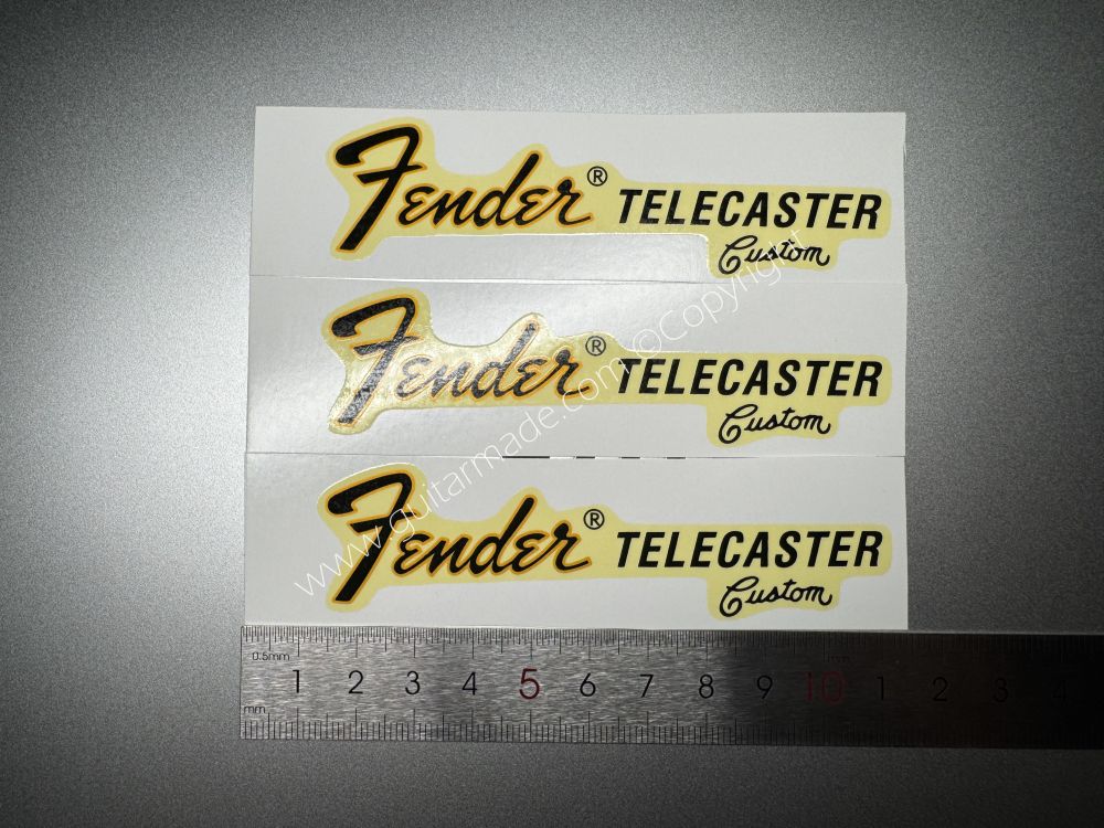 SHIP FROM CHINA !! RETRO FENDER TELECASTER CUSTOM BASS Guitar Metallic ink Neck Headstock Decals Sticker 028