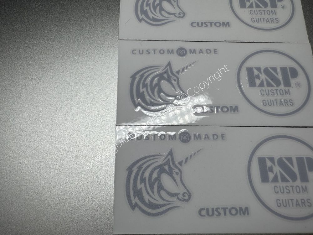 SHIP FROM CHINA !! GRAY ESP UNICORN CUSTOM GUITARS Guitar VINLY Neck Headstock Decals Sticker