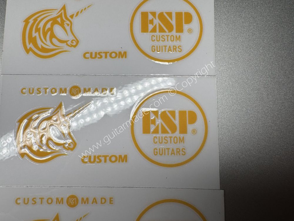 SHIP FROM CHINA !! YELLOW ESP UNICORN CUSTOM GUITARS Guitar VINLY Neck Headstock Decals Sticker