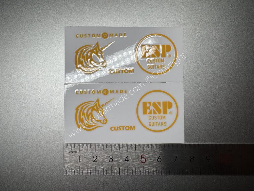 SHIP FROM CHINA !! YELLOW ESP UNICORN CUSTOM GUITARS Guitar VINLY Neck Headstock Decals Sticker