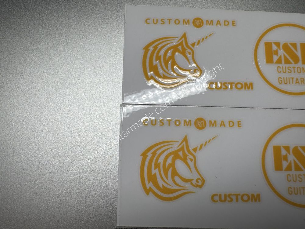 SHIP FROM CHINA !! YELLOW ESP UNICORN CUSTOM GUITARS Guitar VINLY Neck Headstock Decals Sticker