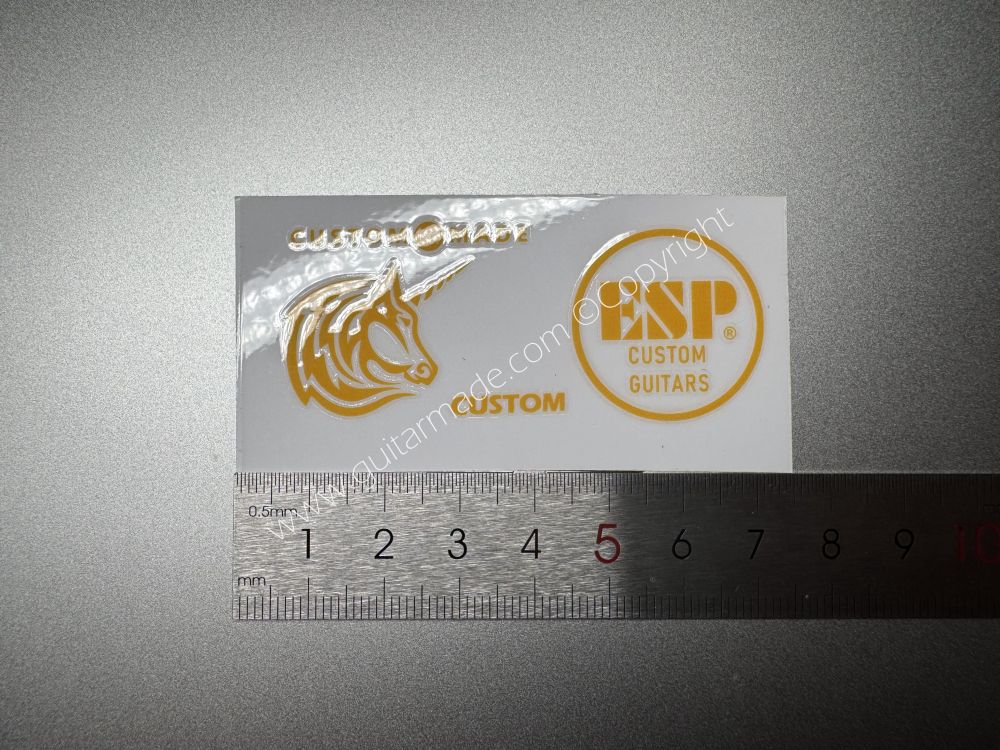 SHIP FROM CHINA !! YELLOW ESP UNICORN CUSTOM GUITARS Guitar VINLY Neck Headstock Decals Sticker