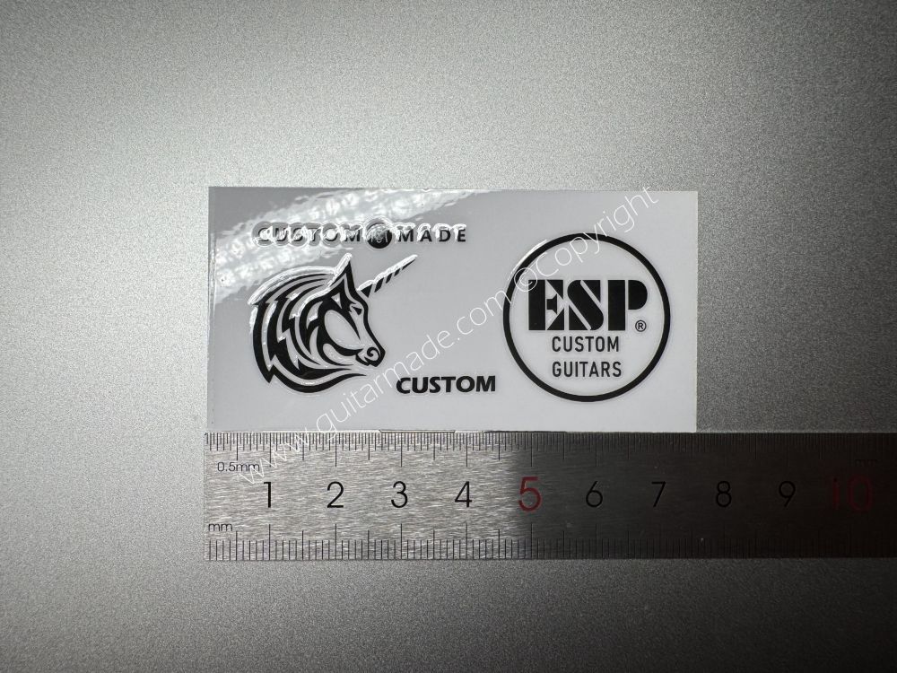 SHIP FROM CHINA !! BLACK ESP UNICORN CUSTOM GUITARS Guitar VINLY Neck Headstock Decals Sticker