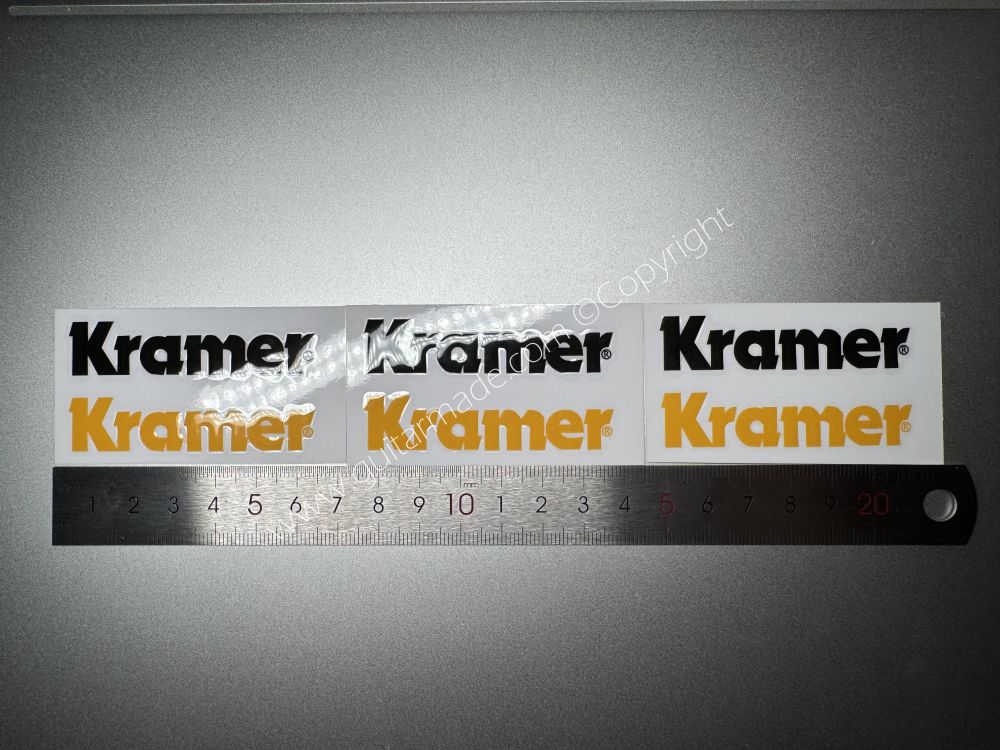 SHIP FROM CHINA !! BLACK + YELLOW KRAMER GUITARS Guitar VINLY Neck Headstock Decals Stickers
