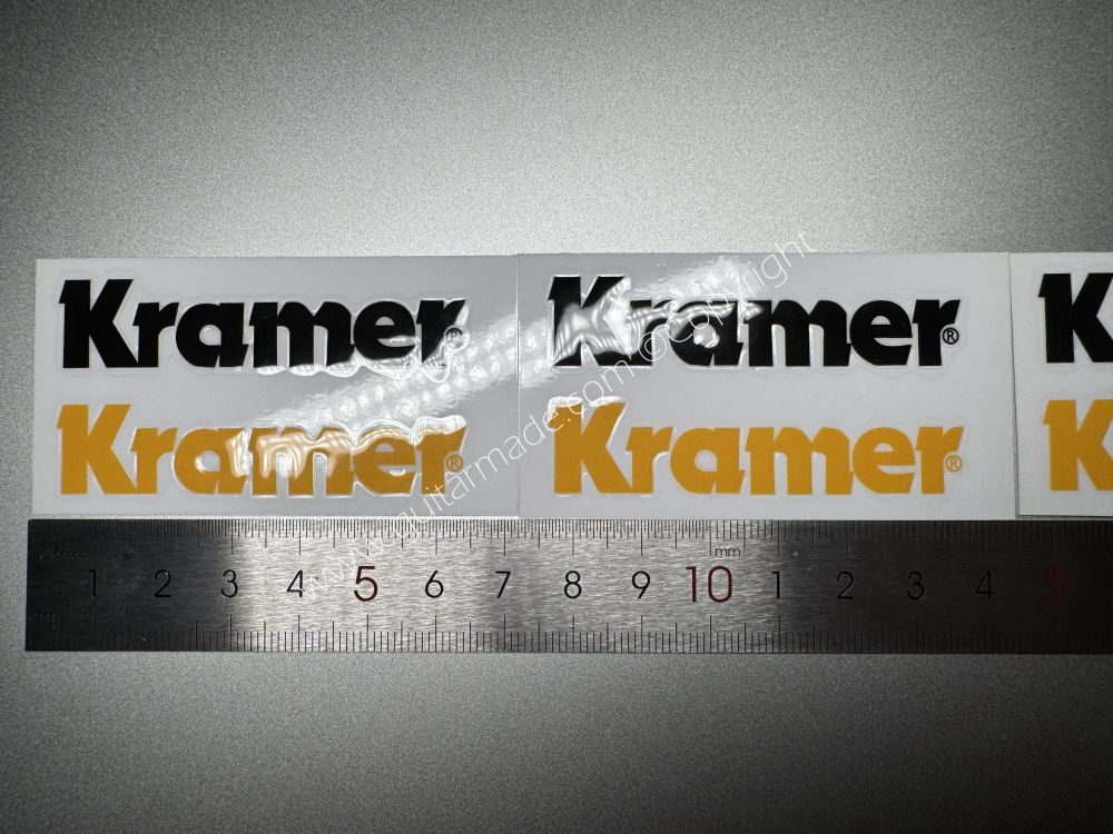 SHIP FROM CHINA !! BLACK + YELLOW KRAMER GUITARS Guitar VINLY Neck Headstock Decals Stickers