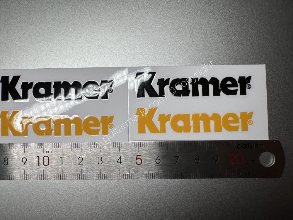 SHIP FROM CHINA !! BLACK + YELLOW KRAMER GUITARS Guitar VINLY Neck Headstock Decals Stickers