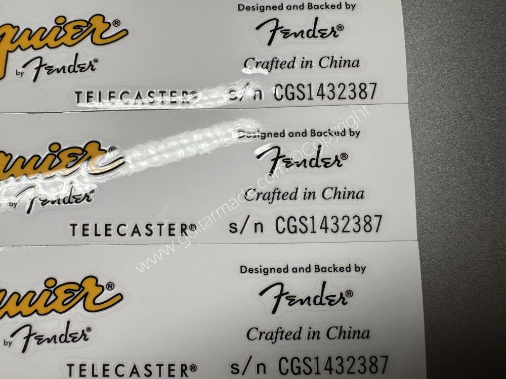 SHIP FROM CHINA !! SQUIER BY FENDER TELECASTER GUITARS BASS Guitar VINLY Neck Headstock Decals Sticker