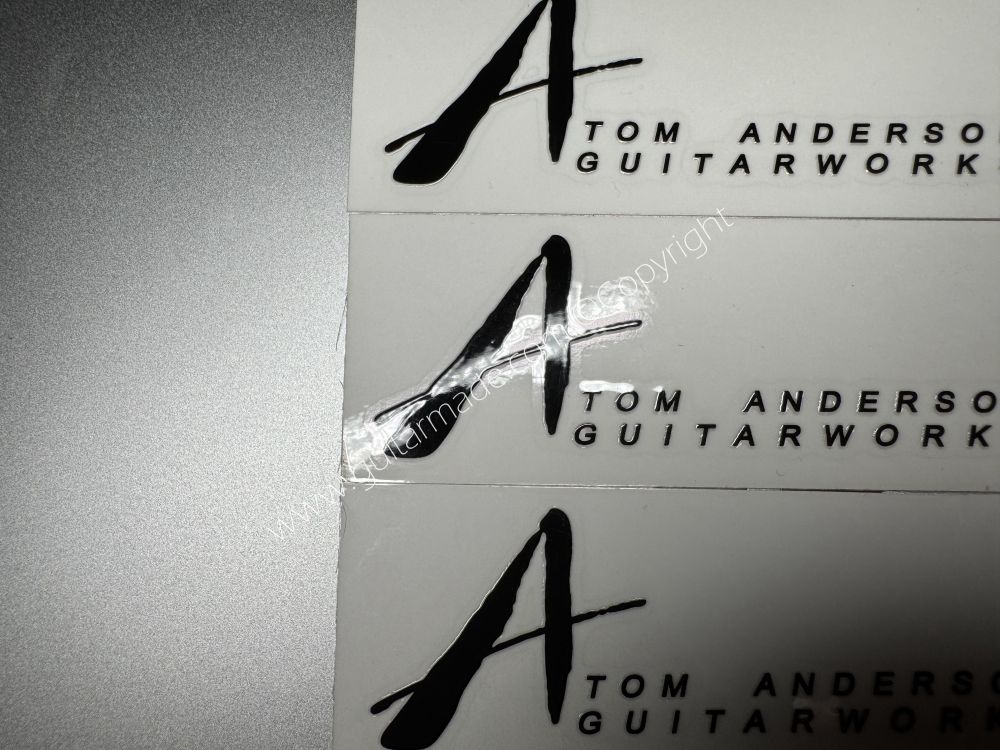 SHIP FROM CHINA !! BLACK TOM ANDERSON GUITARS Guitar VINLY UV Neck Headstock Decals Stickers