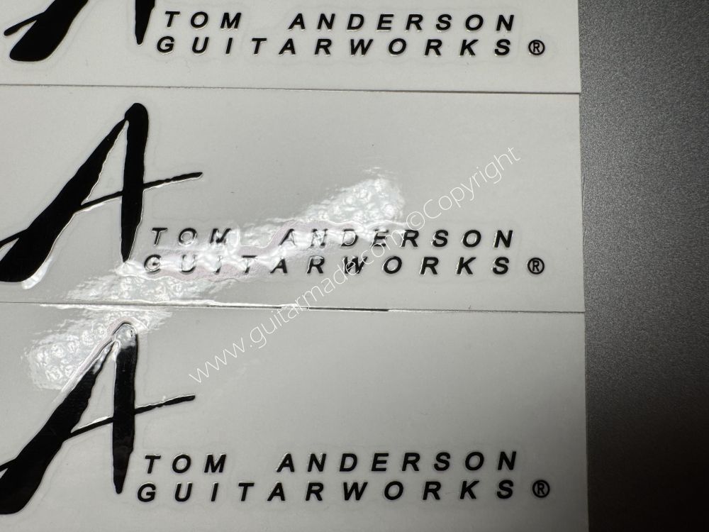 SHIP FROM CHINA !! BLACK TOM ANDERSON GUITARS Guitar VINLY UV Neck Headstock Decals Stickers