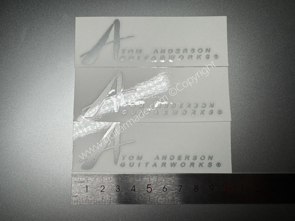 SHIP FROM CHINA !! SILVER TOM ANDERSON GUITARS Guitar VINLY UV Neck Headstock Decals Stickers