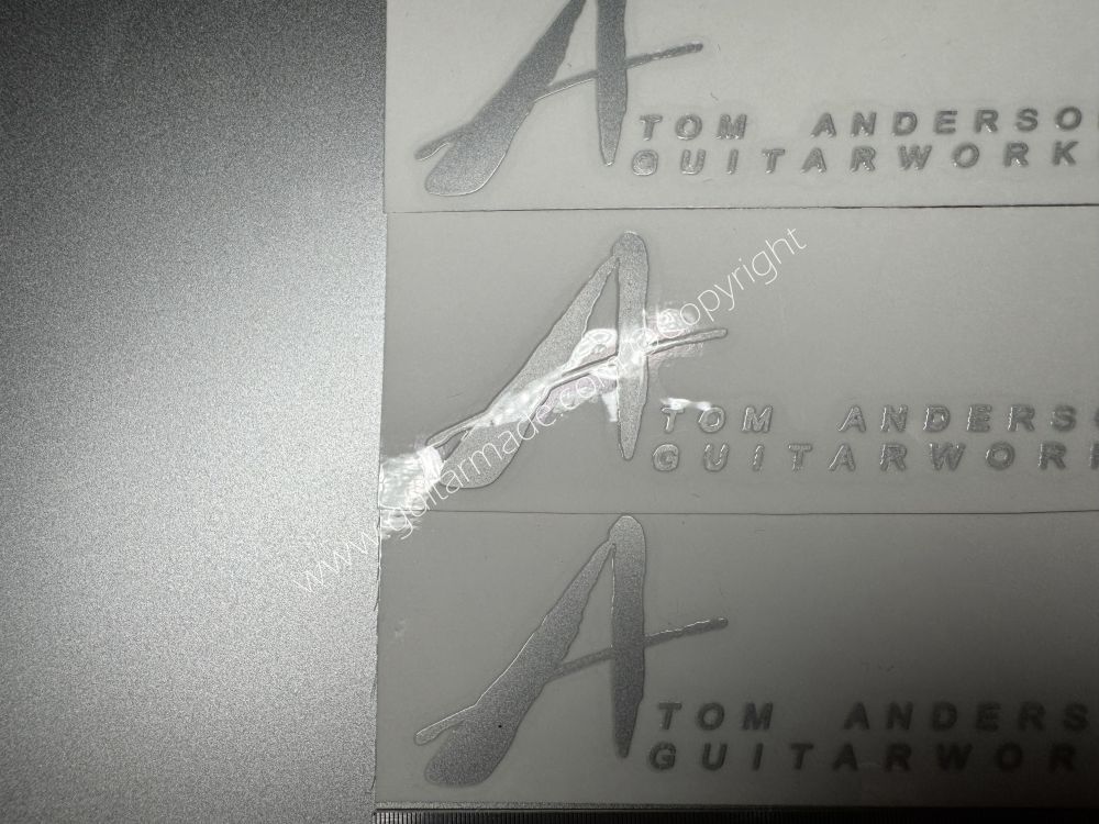 SHIP FROM CHINA !! SILVER TOM ANDERSON GUITARS Guitar VINLY UV Neck Headstock Decals Stickers