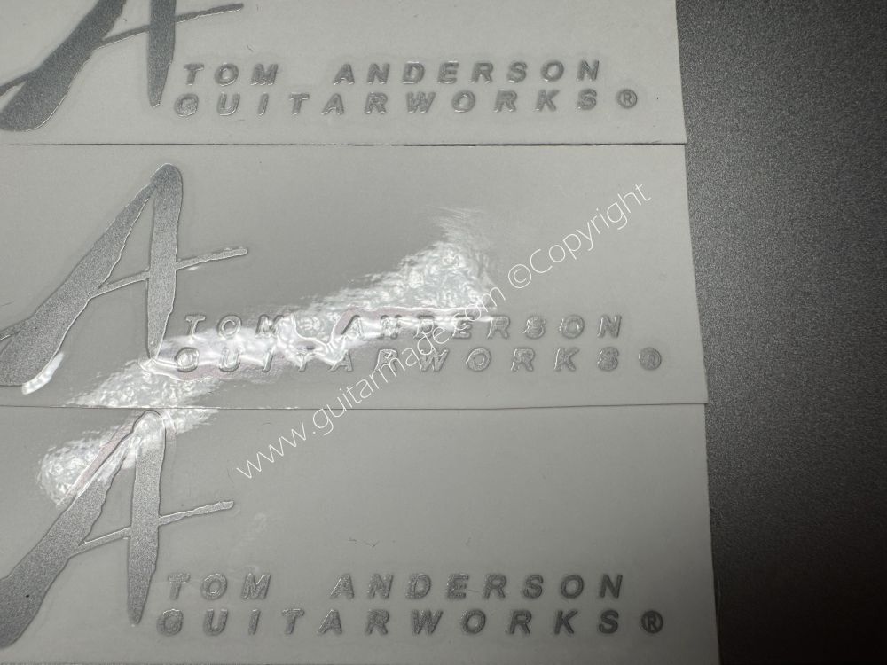 SHIP FROM CHINA !! SILVER TOM ANDERSON GUITARS Guitar VINLY UV Neck Headstock Decals Stickers