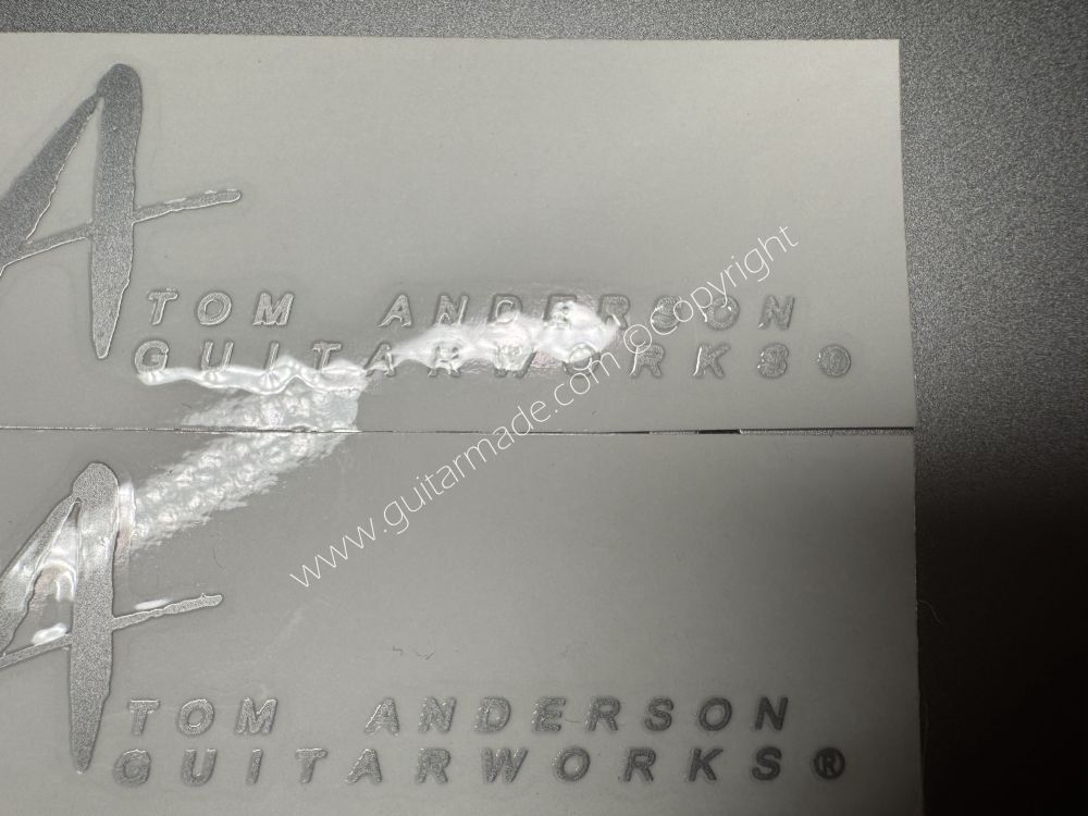 SHIP FROM CHINA !! SILVER TOM ANDERSON GUITARS Guitar VINLY UV Neck Headstock Decals Stickers