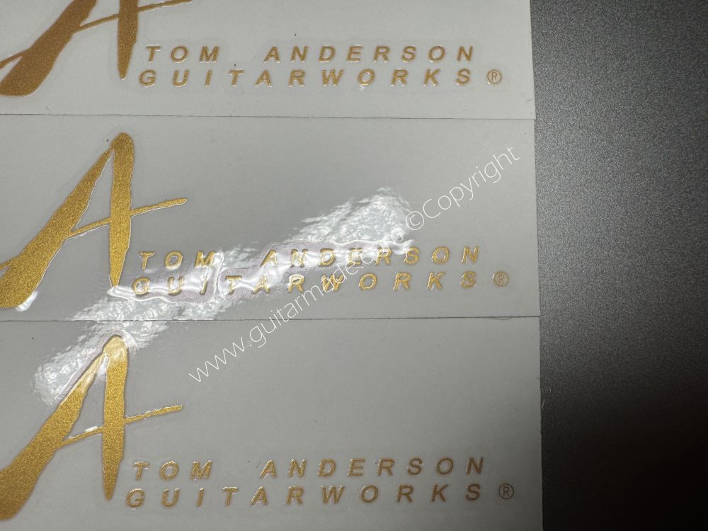 SHIP FROM CHINA !! GOLDEN TOM ANDERSON GUITARS Guitar VINLY UV Neck Headstock Decals Stickers