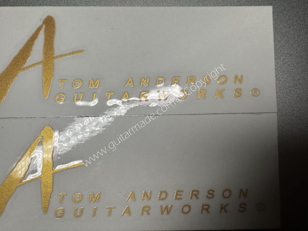 SHIP FROM CHINA !! GOLDEN TOM ANDERSON GUITARS Guitar VINLY UV Neck Headstock Decals Stickers