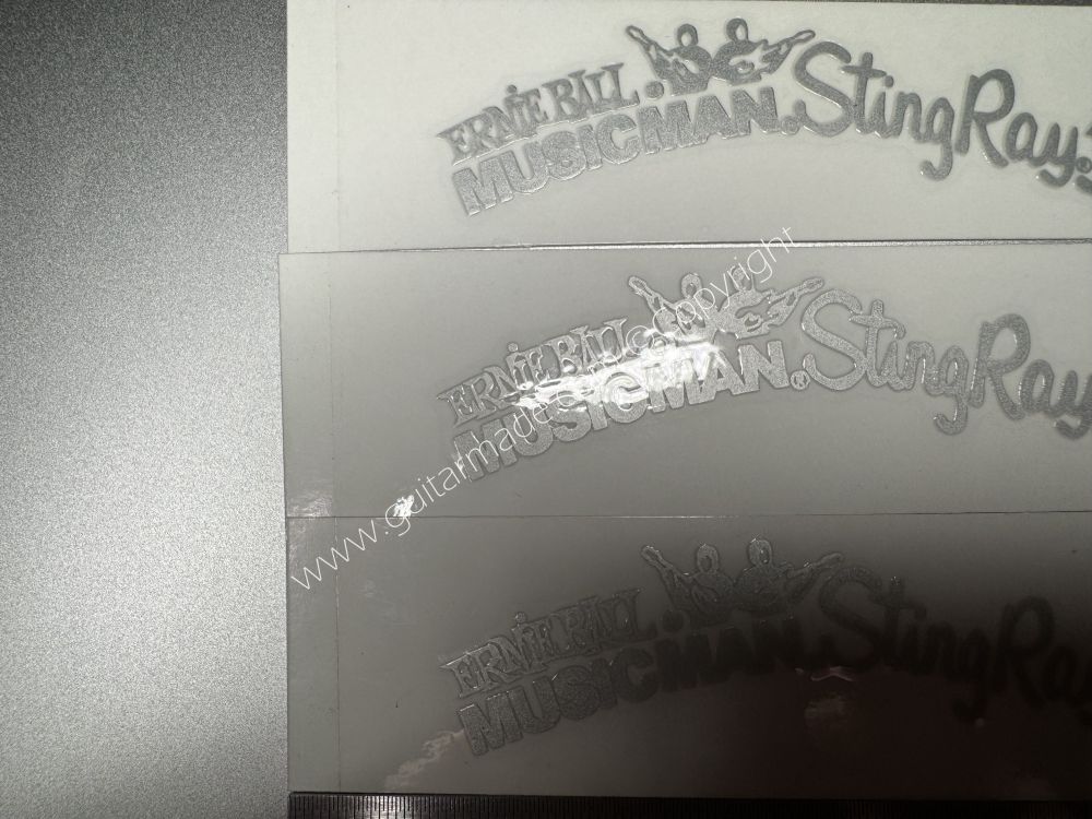 SHIP FROM CHINA !! SILVER ERNIE BALL MUSICMAN StingRay5 GUITARS Guitar VINLY UV Neck Headstock Decals Stickers
