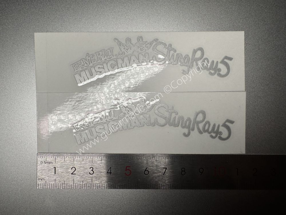 SHIP FROM CHINA !! SILVER ERNIE BALL MUSICMAN StingRay5 GUITARS Guitar VINLY UV Neck Headstock Decals Stickers