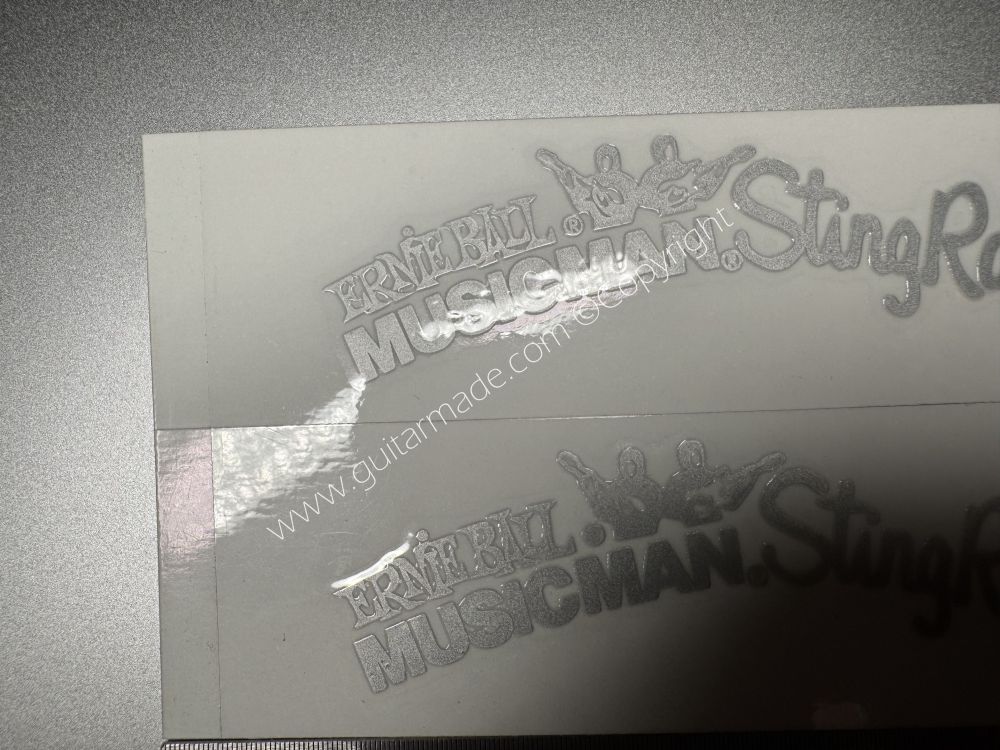 SHIP FROM CHINA !! SILVER ERNIE BALL MUSICMAN StingRay5 GUITARS Guitar VINLY UV Neck Headstock Decals Stickers
