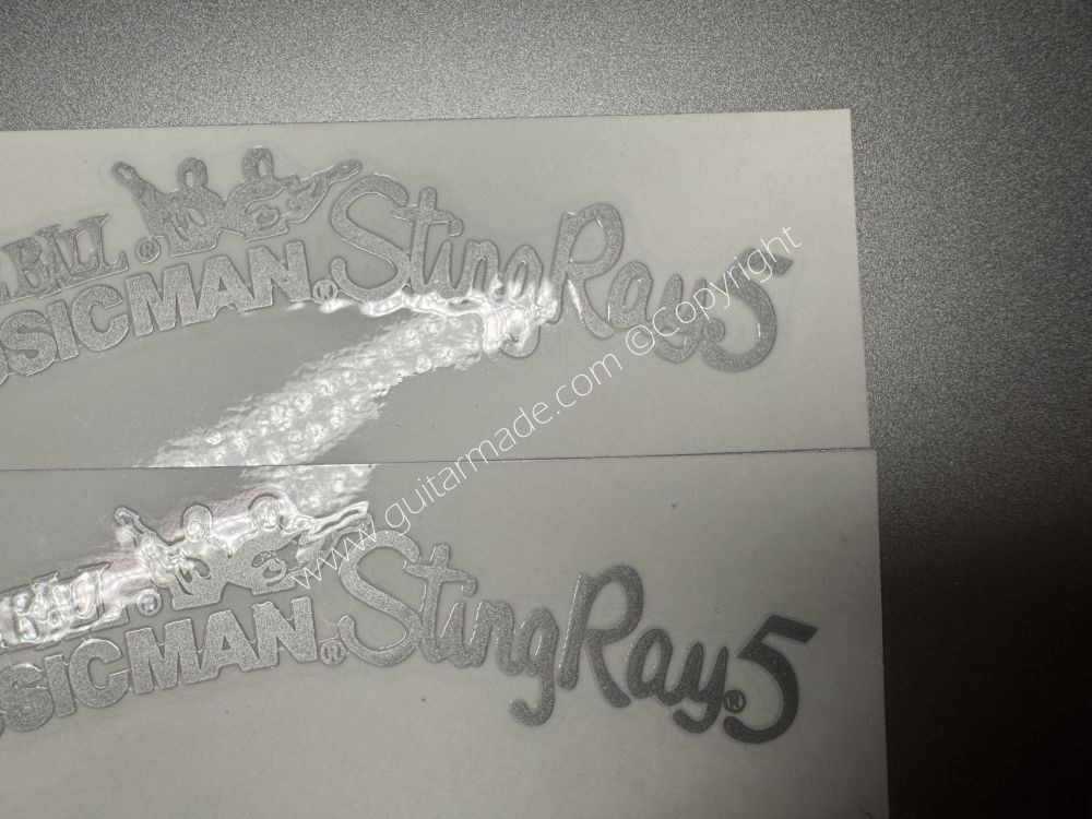 SHIP FROM CHINA !! SILVER ERNIE BALL MUSICMAN StingRay5 GUITARS Guitar VINLY UV Neck Headstock Decals Stickers