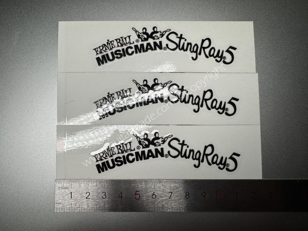 SHIP FROM CHINA !! BLACK ERNIE BALL MUSICMAN StingRay5 GUITARS Guitar VINLY UV Neck Headstock Decals Stickers