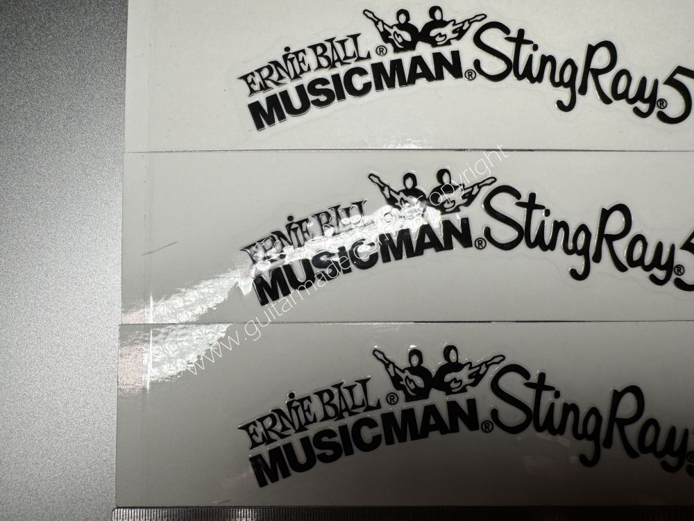 SHIP FROM CHINA !! BLACK ERNIE BALL MUSICMAN StingRay5 GUITARS Guitar VINLY UV Neck Headstock Decals Stickers