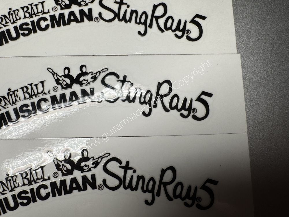 SHIP FROM CHINA !! BLACK ERNIE BALL MUSICMAN StingRay5 GUITARS Guitar VINLY UV Neck Headstock Decals Stickers