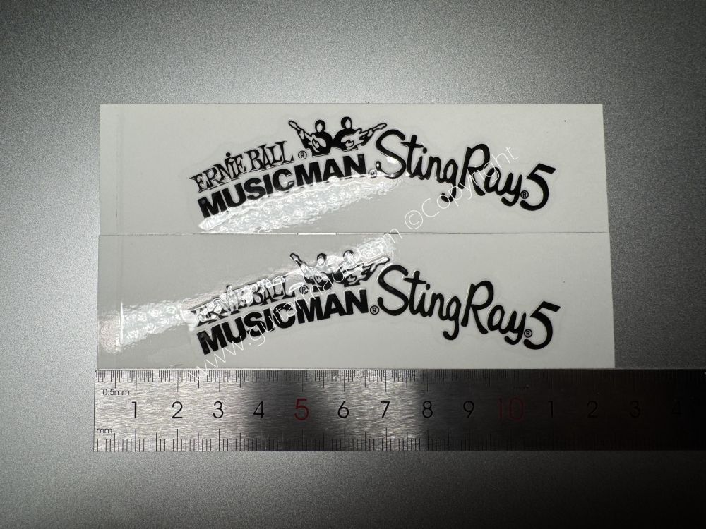 SHIP FROM CHINA !! BLACK ERNIE BALL MUSICMAN StingRay5 GUITARS Guitar VINLY UV Neck Headstock Decals Stickers