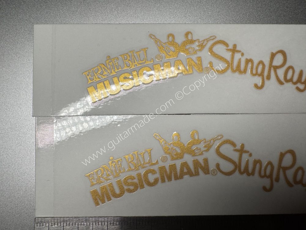 SHIP FROM CHINA !! GOLDEN ERNIE BALL MUSICMAN StingRay5 GUITARS Guitar VINLY UV Neck Headstock Decals Stickers