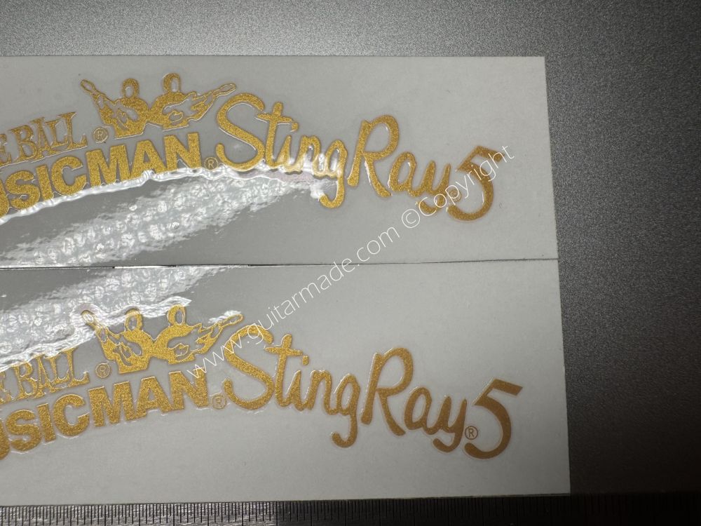 SHIP FROM CHINA !! GOLDEN ERNIE BALL MUSICMAN StingRay5 GUITARS Guitar VINLY UV Neck Headstock Decals Stickers