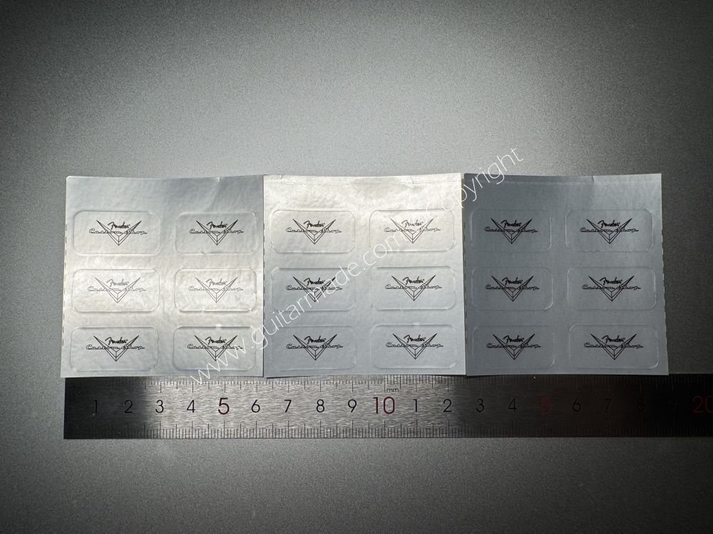 SHIP FROM CHINA !! SILVER FENDER CUSTOM SHOP PVC GUITARS Guitar VINLY Neck Headstock Decals Stickers