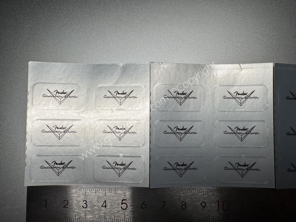SHIP FROM CHINA !! SILVER FENDER CUSTOM SHOP PVC GUITARS Guitar VINLY Neck Headstock Decals Stickers